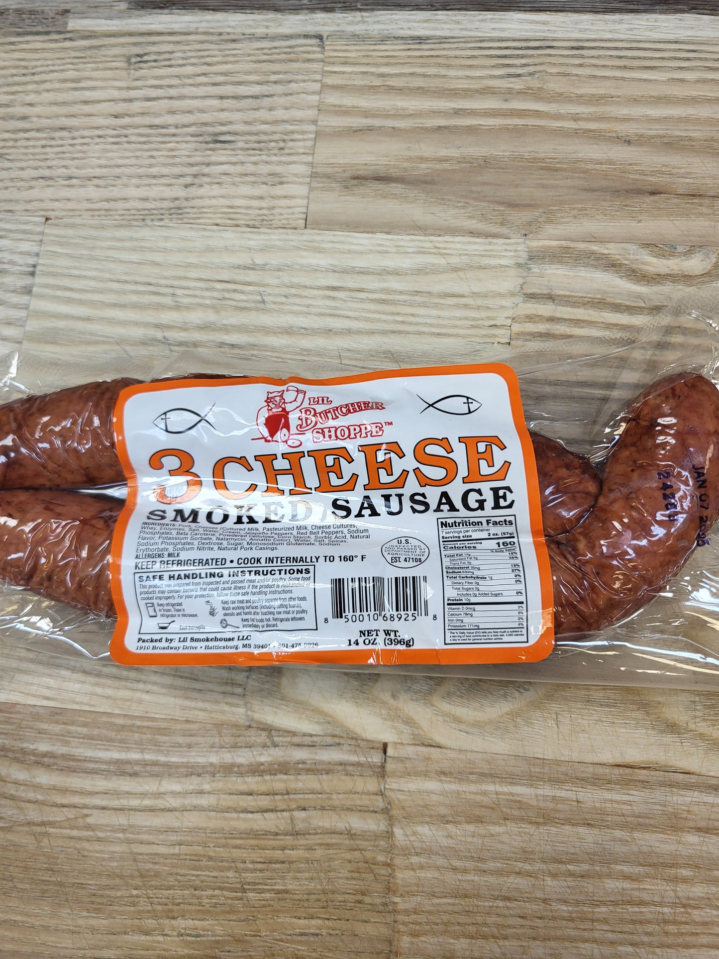 Lil Butcher 3 Cheese Smoked Sausage